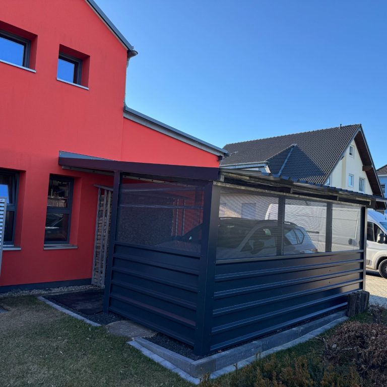 Carport Überdachung mit Wind und Wetterschutz